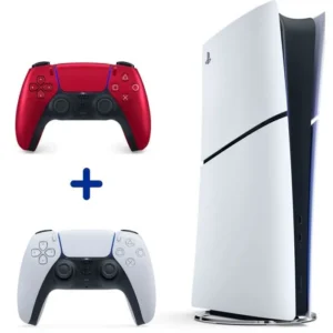 Pack PS5 Digital : Console PS5 Digitale (Modèle Slim) + 2ème Manette sans fil PS5 DualSense Volcanic Red